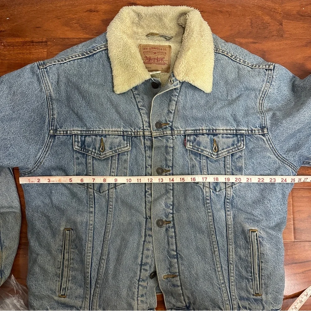 Levis Denim Sherpa Jean Jacket Relaxed Trucker Coat Vintage Size XL